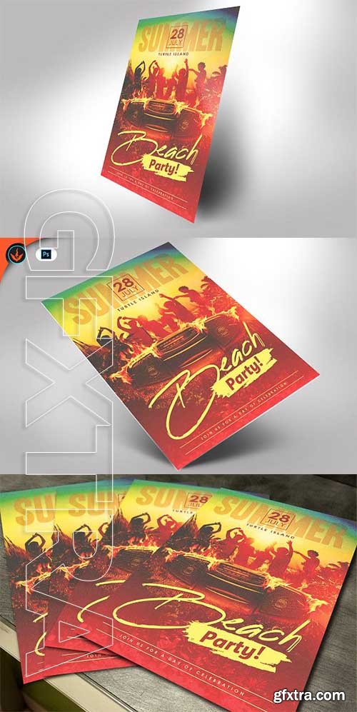 CreativeMarket - Beach Party Flyer Template 2583067