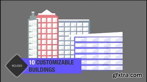 Videohive Flat City Vector - City with Buildings, Pedestrians, Cars, Planes... in Flat Design 16075205