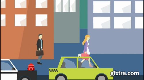 Videohive Flat City Vector - City with Buildings, Pedestrians, Cars, Planes... in Flat Design 16075205