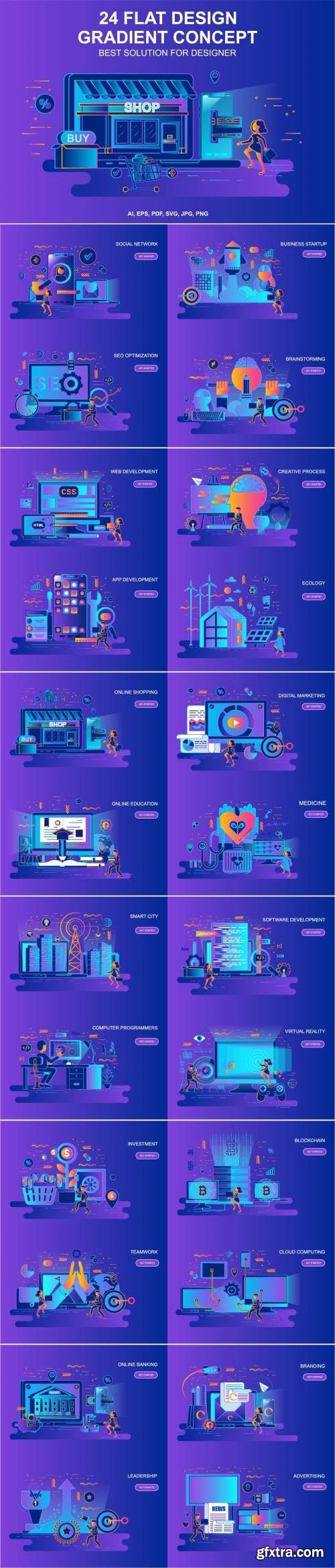 Gradient Flat Design Concepts