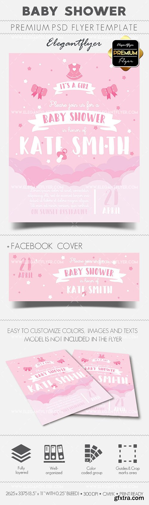 Baby Shower – Premium Flyer PSD Template + Facebook Cover