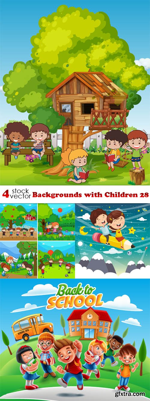 Vectors - Backgrounds with Children 28