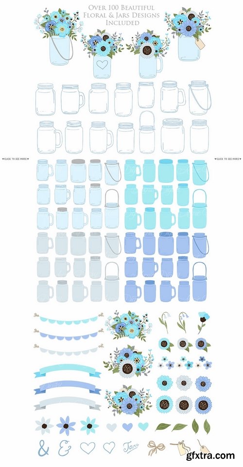 CM - Blue and Gray Mason Jar Clipart 2521369