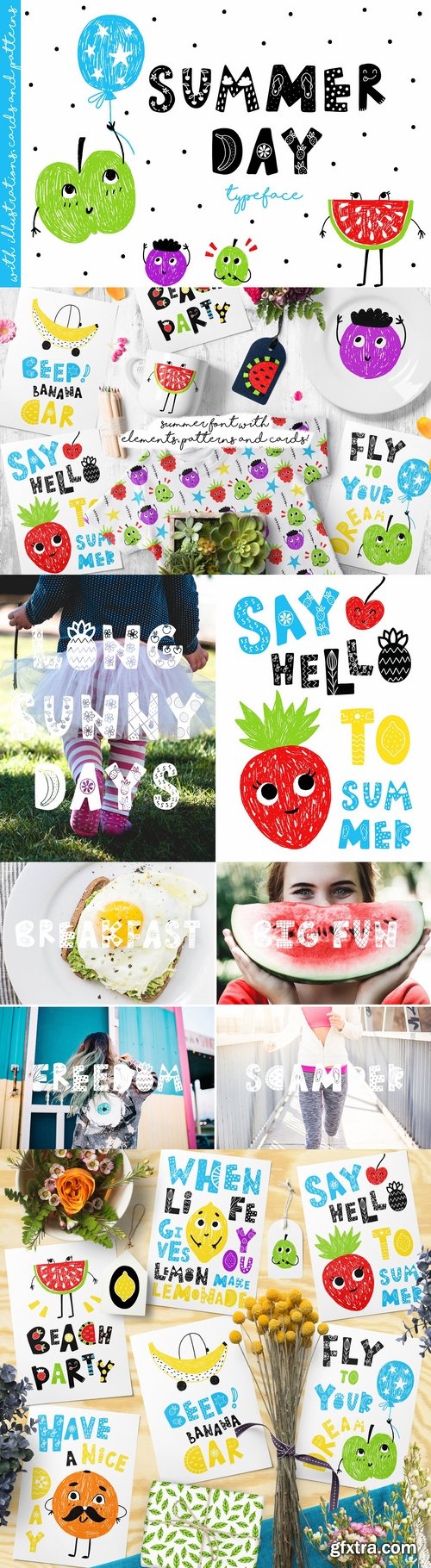 CM - Summer Day Typeface with Clipart! 2540187