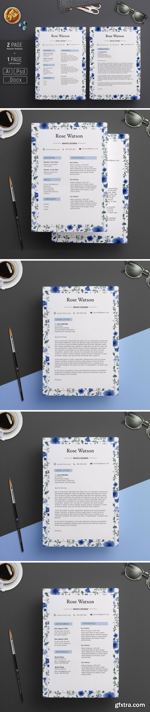 CM - Floral Watercolor CV Template / G 2126425