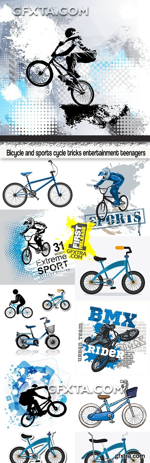 Bicycle and sports cycle tricks entertainment teenagers