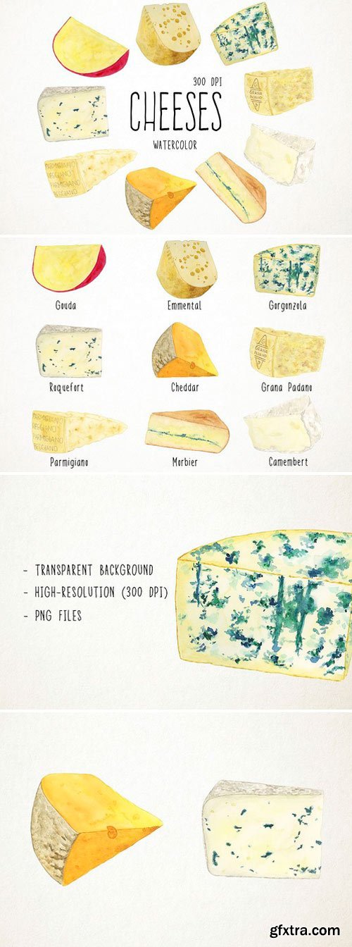 CM - Watercolor Cheeses Clipart 2486330