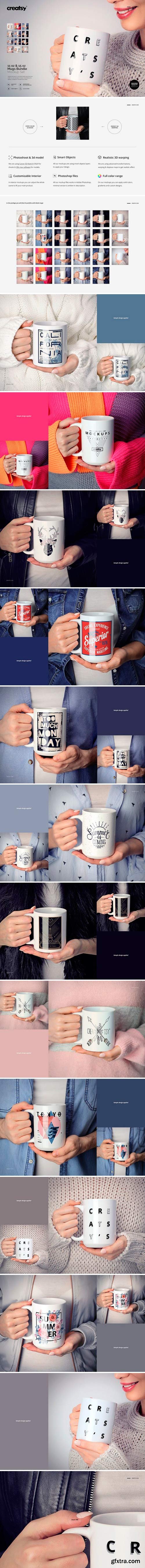 CM - 11oz &amp; 15 oz White Mug Mockup Set 2486596