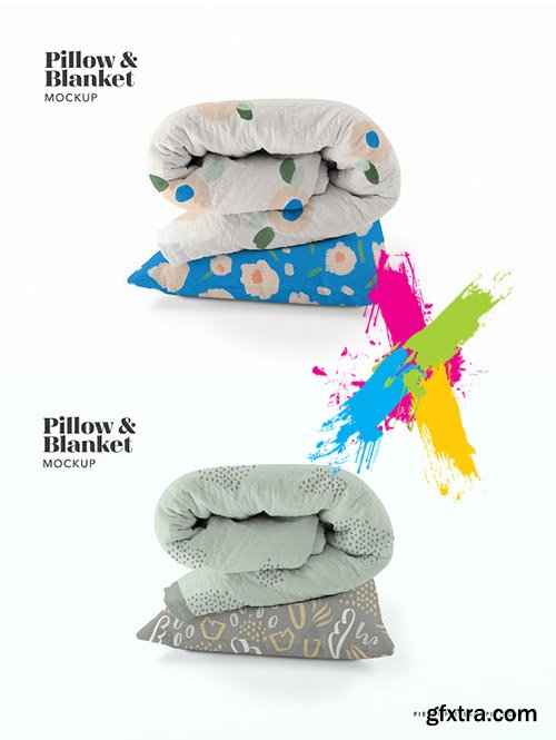 CreativeMarket - Pillow and Blanket Mockup 2577921