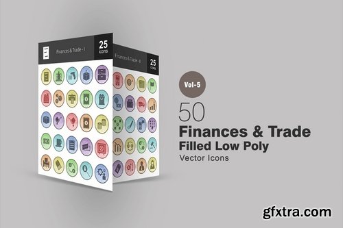 Shopping - Elections - Spa - Celebrations - Finances & Trade Filled Low Poly Icons