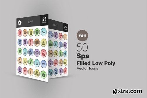 Shopping - Elections - Spa - Celebrations - Finances & Trade Filled Low Poly Icons