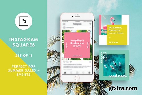 CreativeMarket Tropical Summer Instagram Templates 2545626