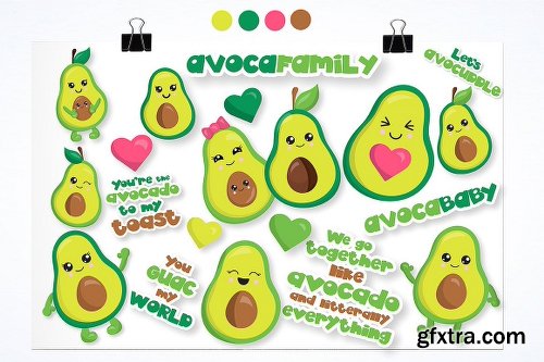 CreativeMarket Avocado graphics and illustrations 2546506