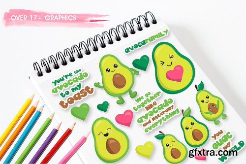 CreativeMarket Avocado graphics and illustrations 2546506