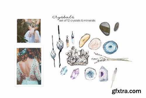 CreativeMarket Modern Boho Watercolor Collection 2544563