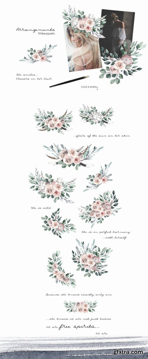 CreativeMarket Modern Boho Watercolor Collection 2544563