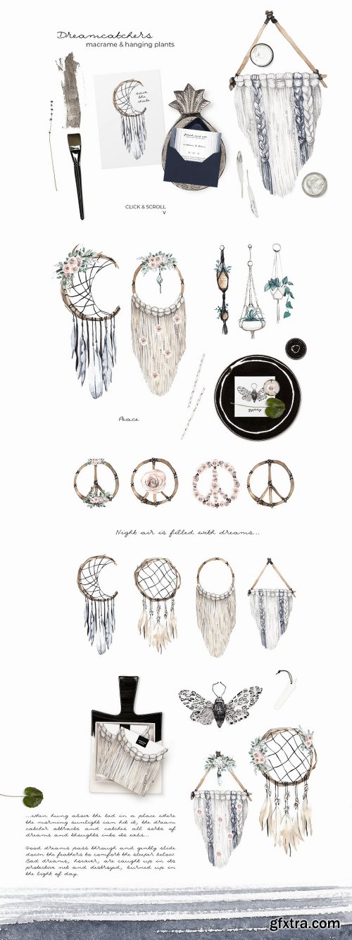 CreativeMarket Modern Boho Watercolor Collection 2544563