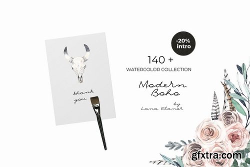 CreativeMarket Modern Boho Watercolor Collection 2544563