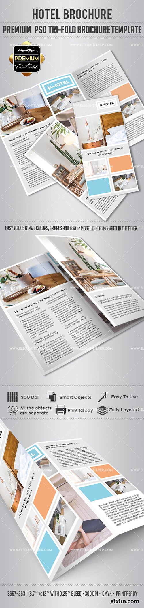 Hotel – Tri-Fold Brochure PSD Template