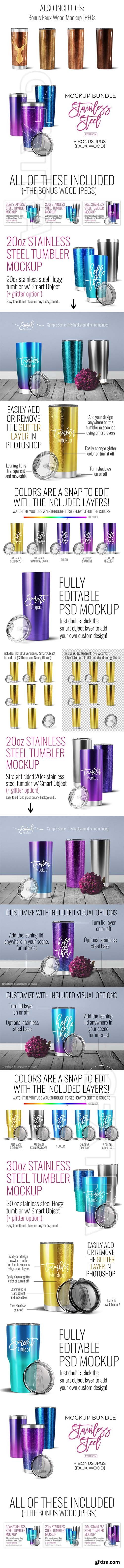 CreativeMarket - Stainless Tumbler Mockup Bundle 2578366