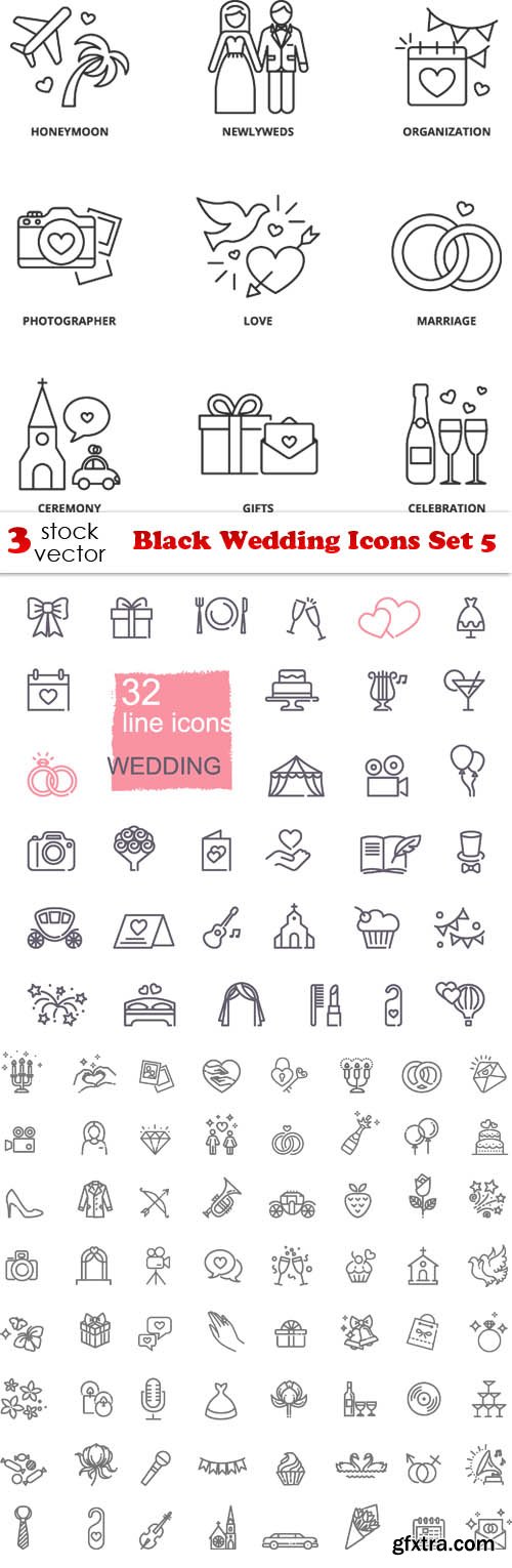 Vectors - Black Wedding Icons Set 5