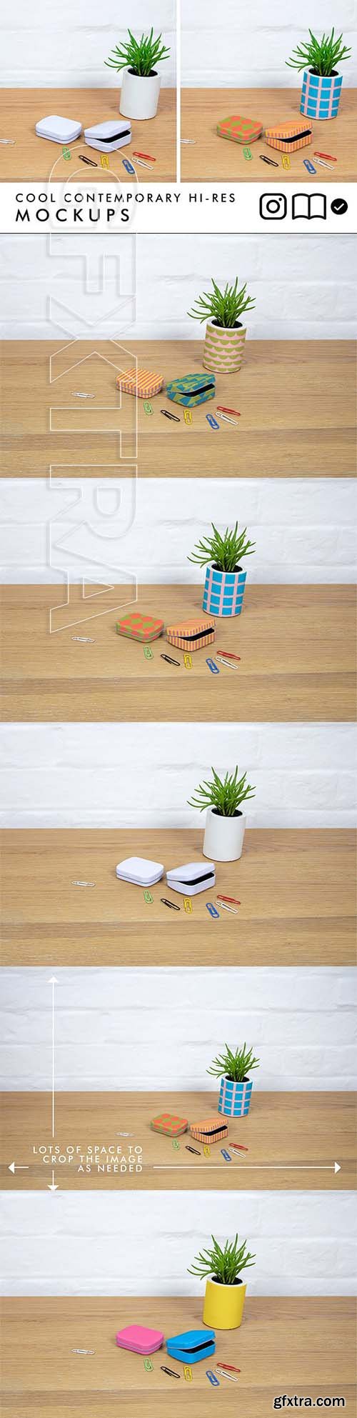 CreativeMarket - Tins and planter mockup 2534398