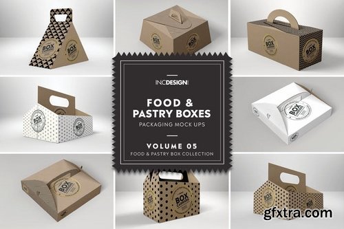 Food Pastry Boxes Vol5Carrier Boxes Mockups