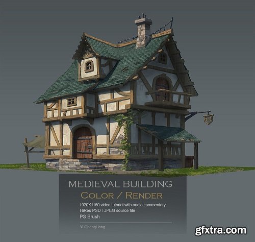 Gumroad - Yu Cheng Hong - Medieval Building Color Render
