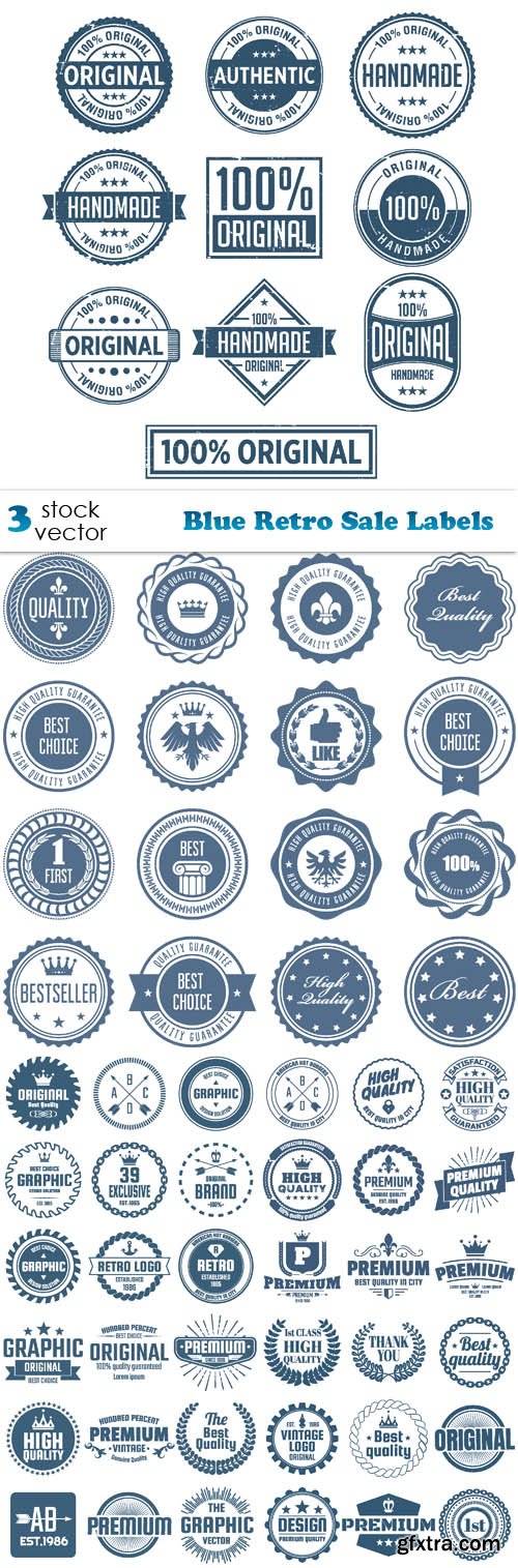 Vectors - Blue Retro Sale Labels