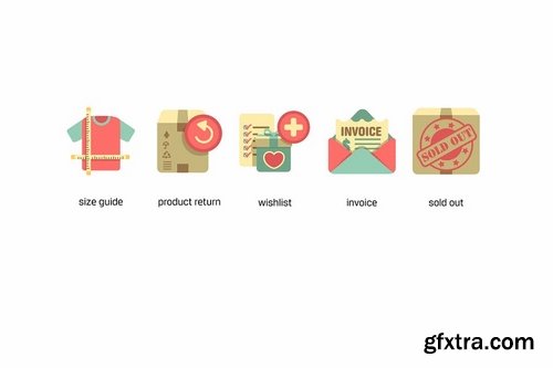 E-Commerce Retro Flat Icons