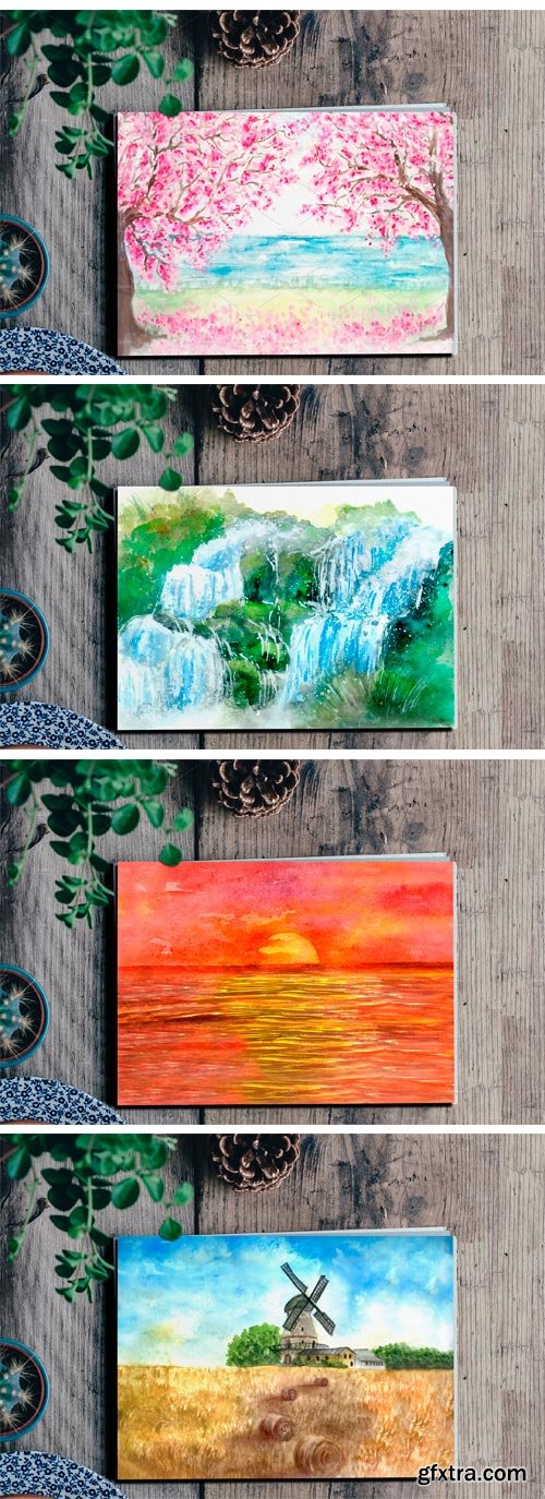 CM - Watercolor Landscapes Bundle 2392361