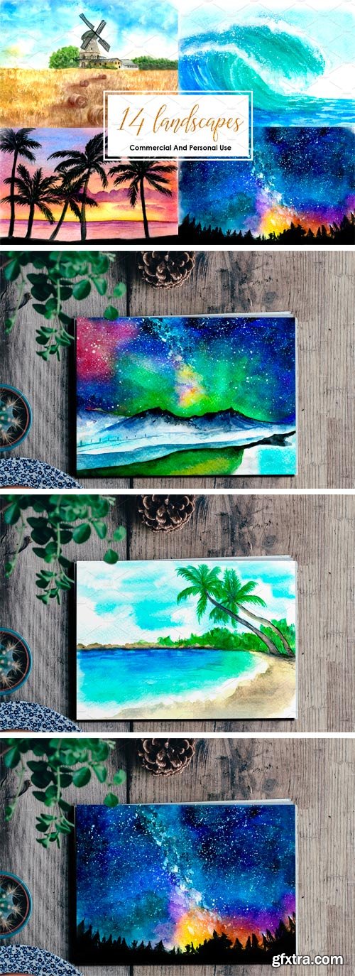 CM - Watercolor Landscapes Bundle 2392361