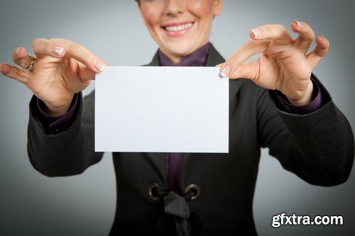 Businessman business woman with business card presentation the presentation 25 HQ Jpeg