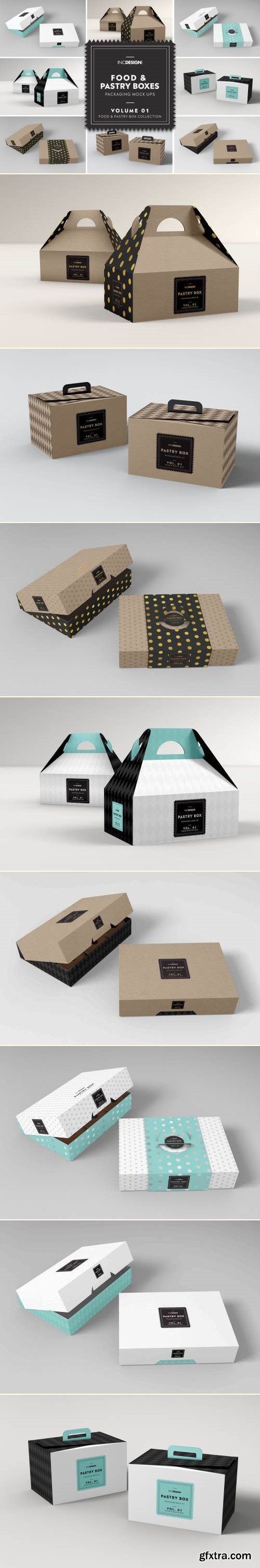 Food Pastry Boxes Vol.1: Packaging Mockups