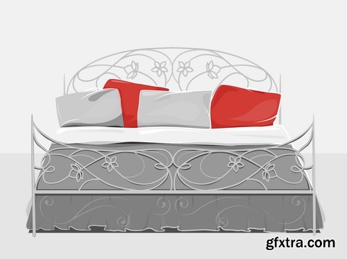 Collection of interior bed sleep cartoon 25 EPS