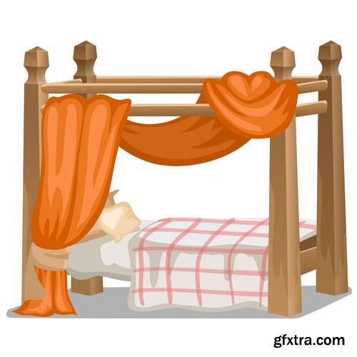 Collection of interior bed sleep cartoon 25 EPS