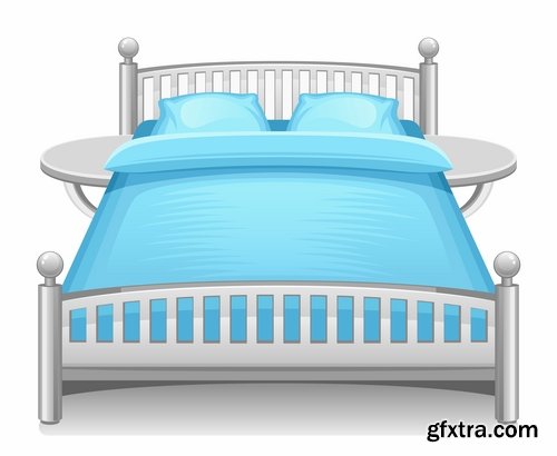 Collection of interior bed sleep cartoon 25 EPS