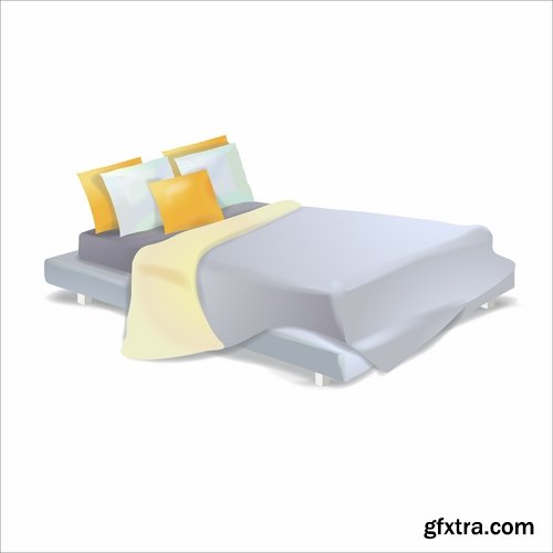 Collection of interior bed sleep cartoon 25 EPS