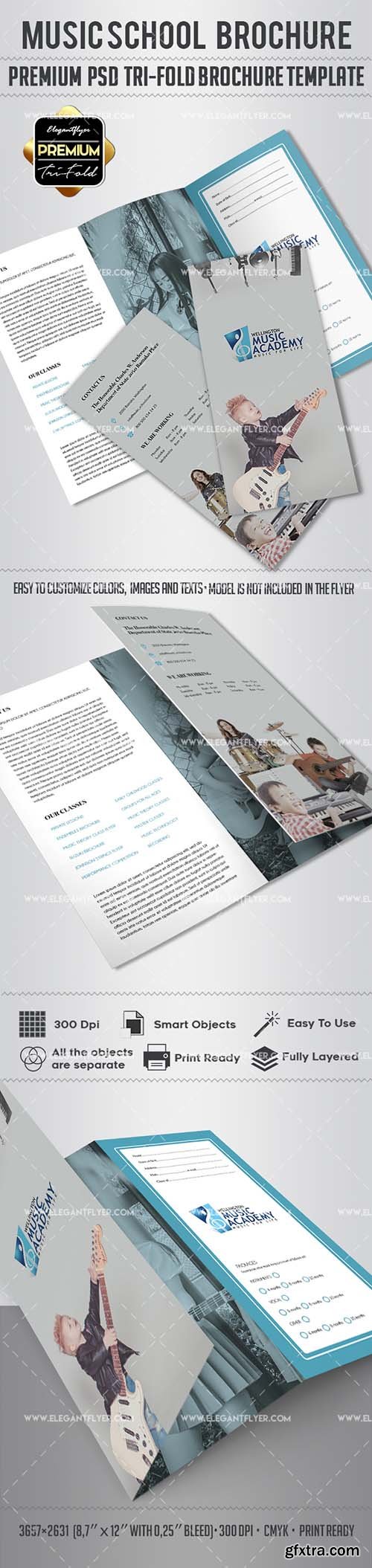 Music School – Tri-Fold Brochure PSD Template