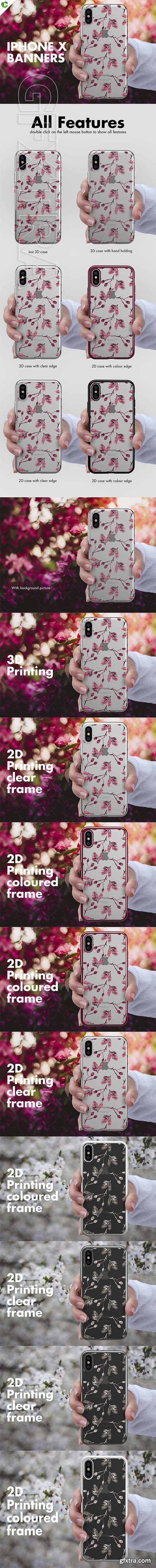 CreativeMarket - iPhone X Case Banners Mock-up vs1 2602462