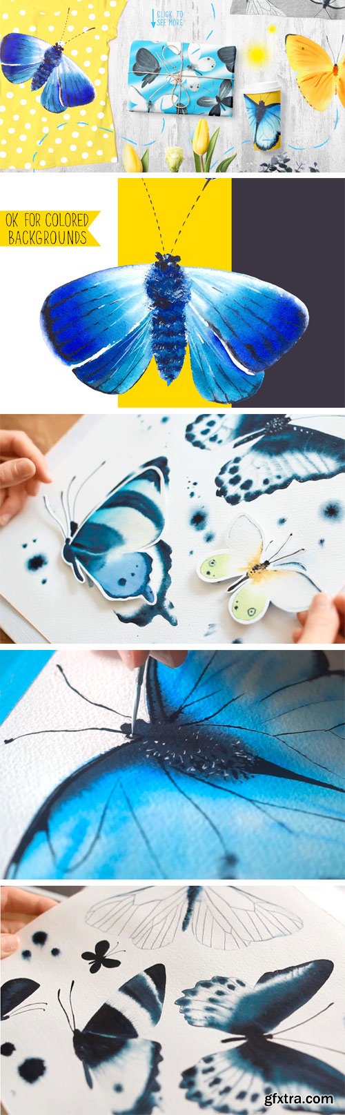 CM - Butterflies Watercolor Clipart 2392424