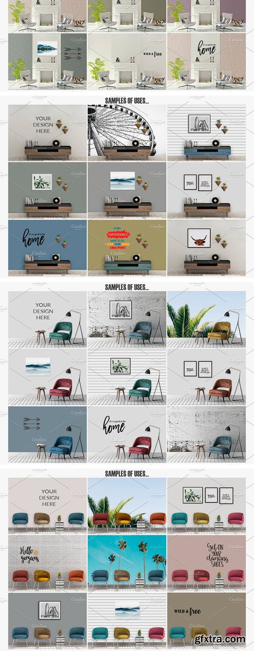 CM - Room Mockup Wall and Frame Bundle 7 2369750