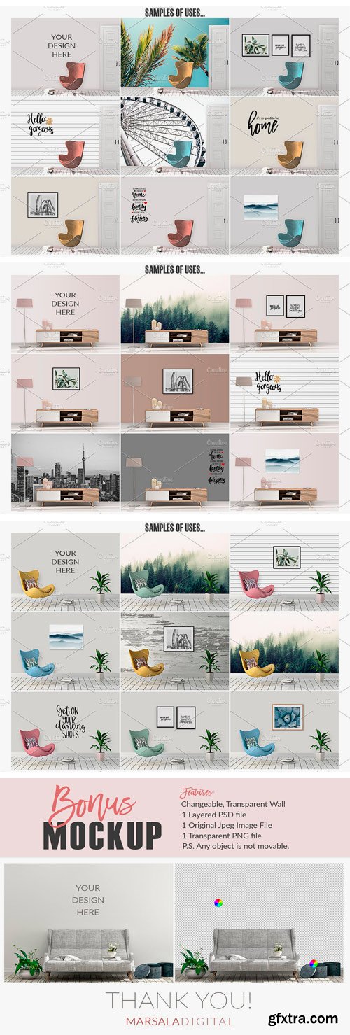 CM - Room Mockup Wall and Frame Bundle 7 2369750