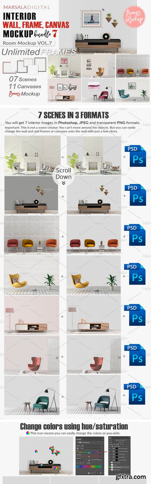 CM - Room Mockup Wall and Frame Bundle 7 2369750