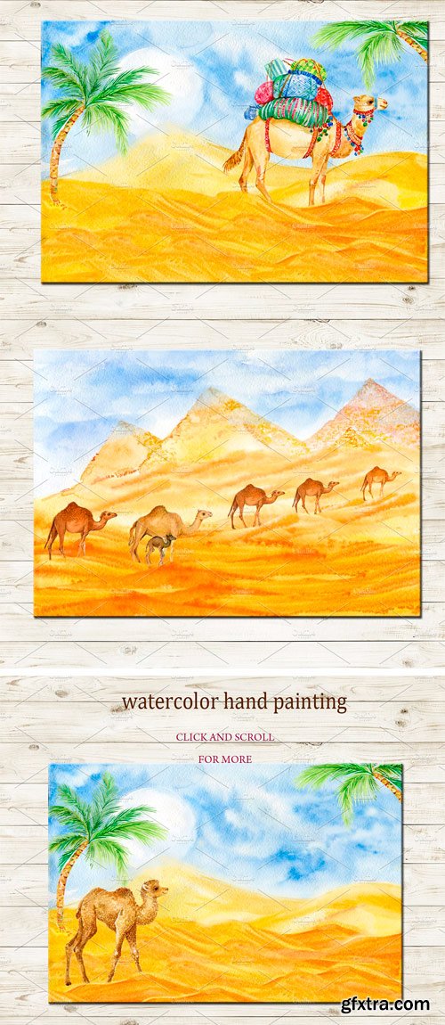 CM - Camels. Watercolor Illustrations 2396110