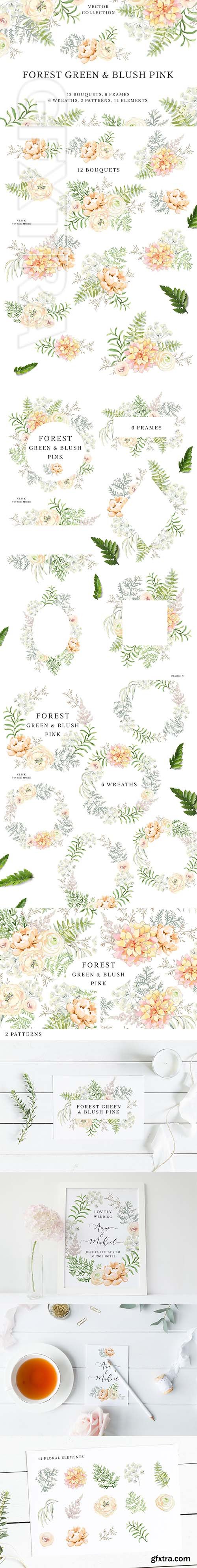 CreativeMarket - Forest Green & Blush Pink 2600782