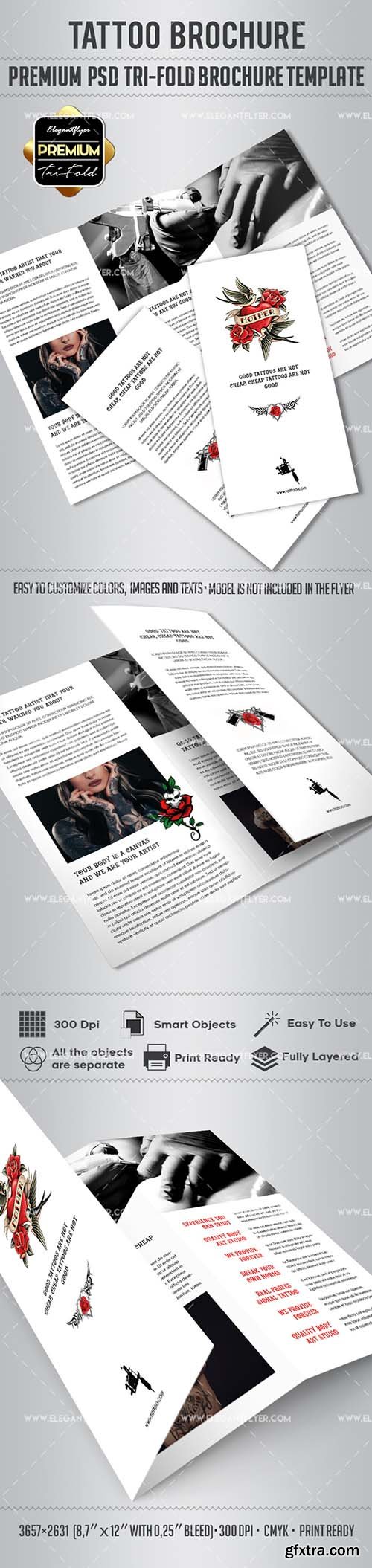 Tattoo – Tri-Fold Brochure PSD Template