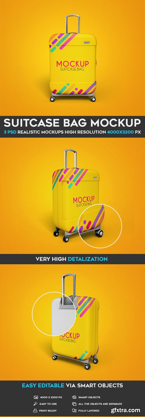 Suitcase Bag - 3 PSD Mockups