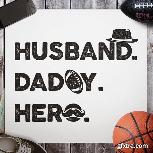 Husband Daddy Hero Badge Fathers Day Retro Logo