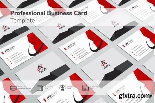 Professional Geometrical Red & Grey Business Card